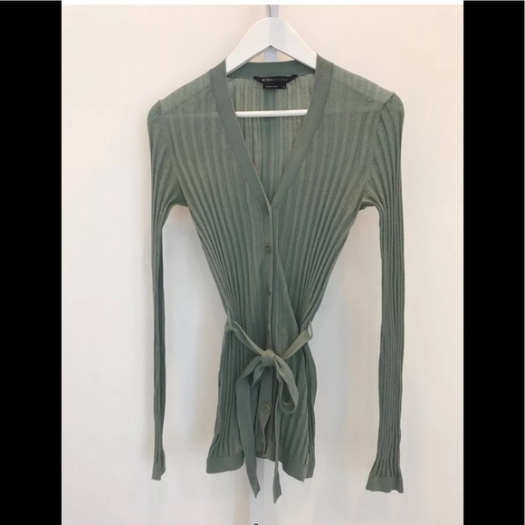 BCBG SAGE GREEN LIGHT WEIGHT BELTED CARDIGAN XS - Picture 4 of 13
